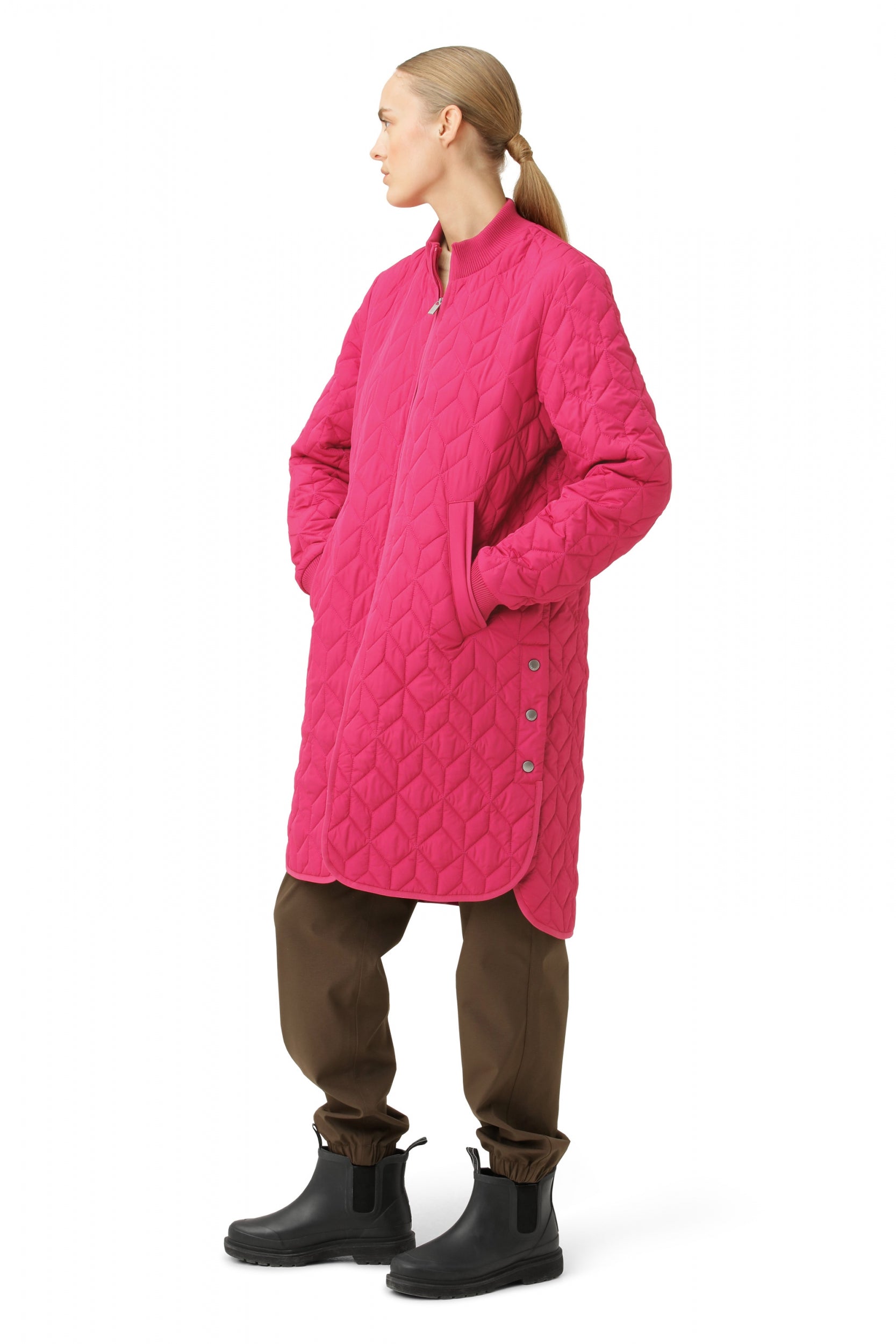 Gewatteerde Jas ART06 - 917 Magenta | Magenta | Coat | Ilse Jacobsen