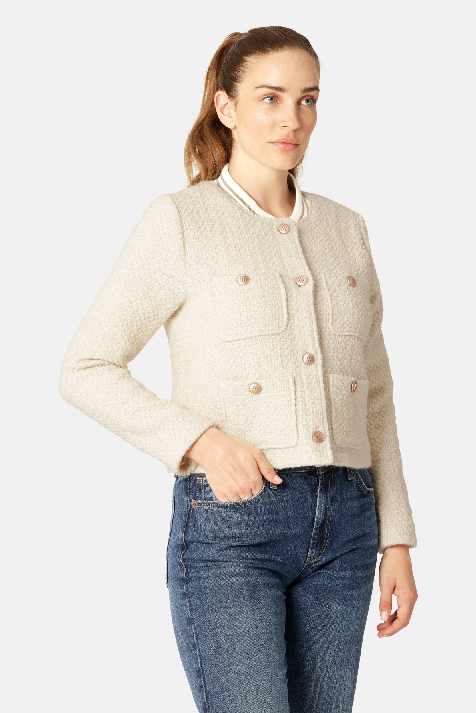 Kort Bouclé Jack BOUCLA01 - 120 Creme | Creme | Jacket | Ilse Jacobsen