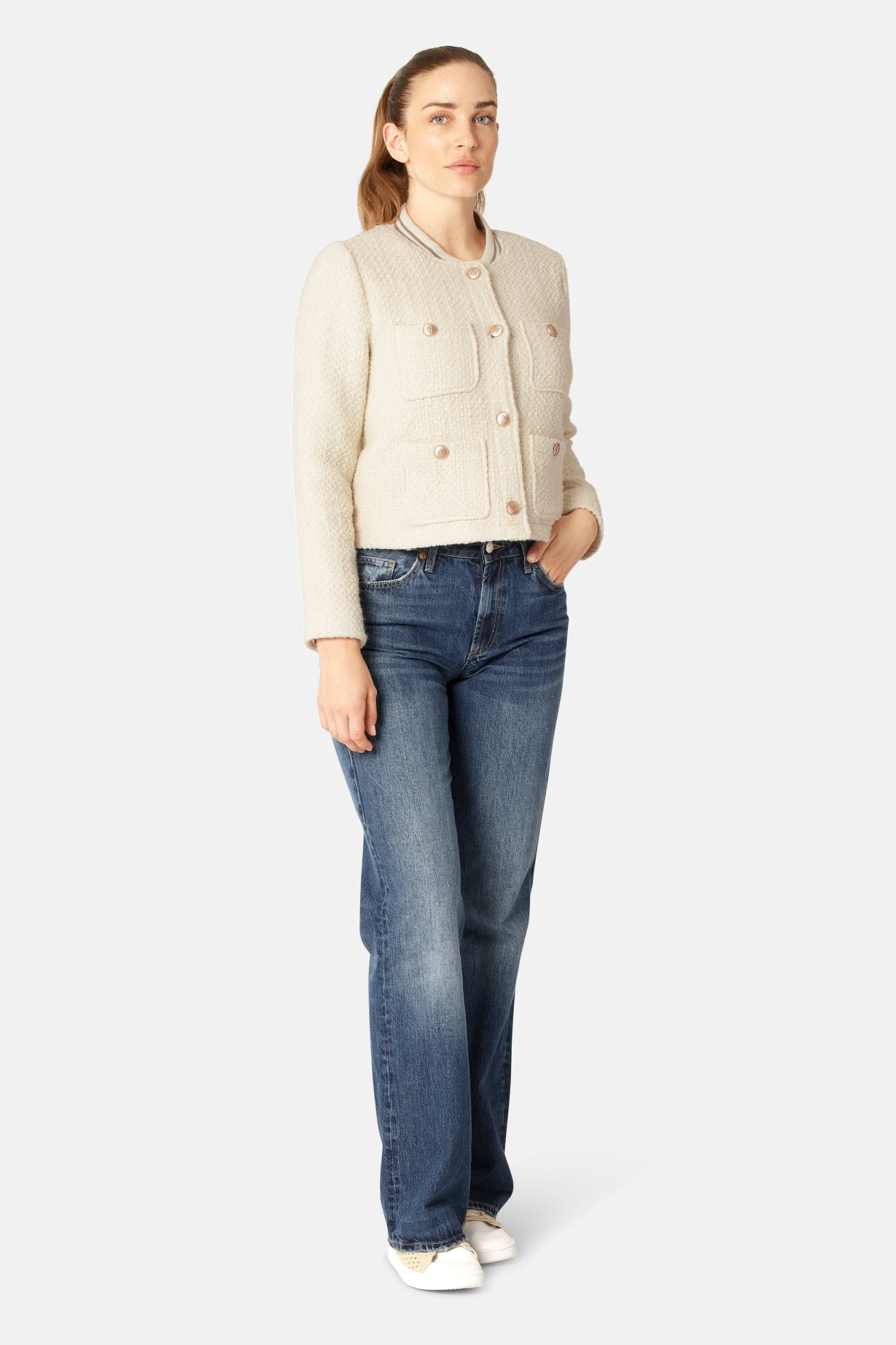 Kort Bouclé Jack BOUCLA01 - 120 Creme | Creme | Jacket | Ilse Jacobsen