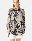 Lange Mouwen Tuniekjurk TENCELLA06P - 116 Sand Artsy Stroke Flower | Sand Artsy Stroke Flower | Shirt | Ilse Jacobsen