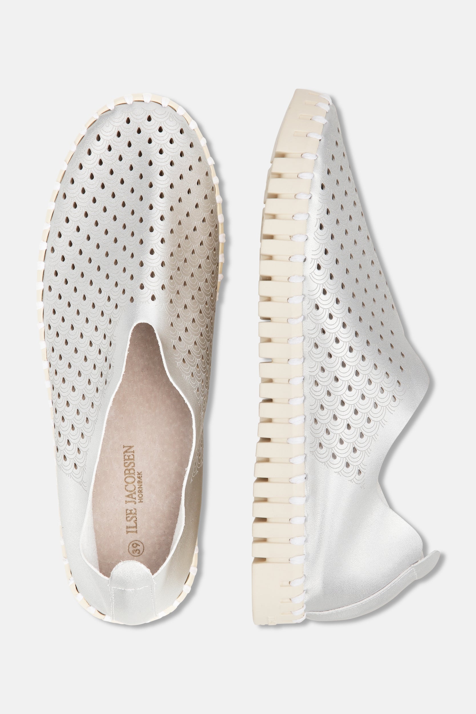 Instappers TULIP3576 beige zool - 710 Silver Metallic | Silver | Shoes | Ilse Jacobsen