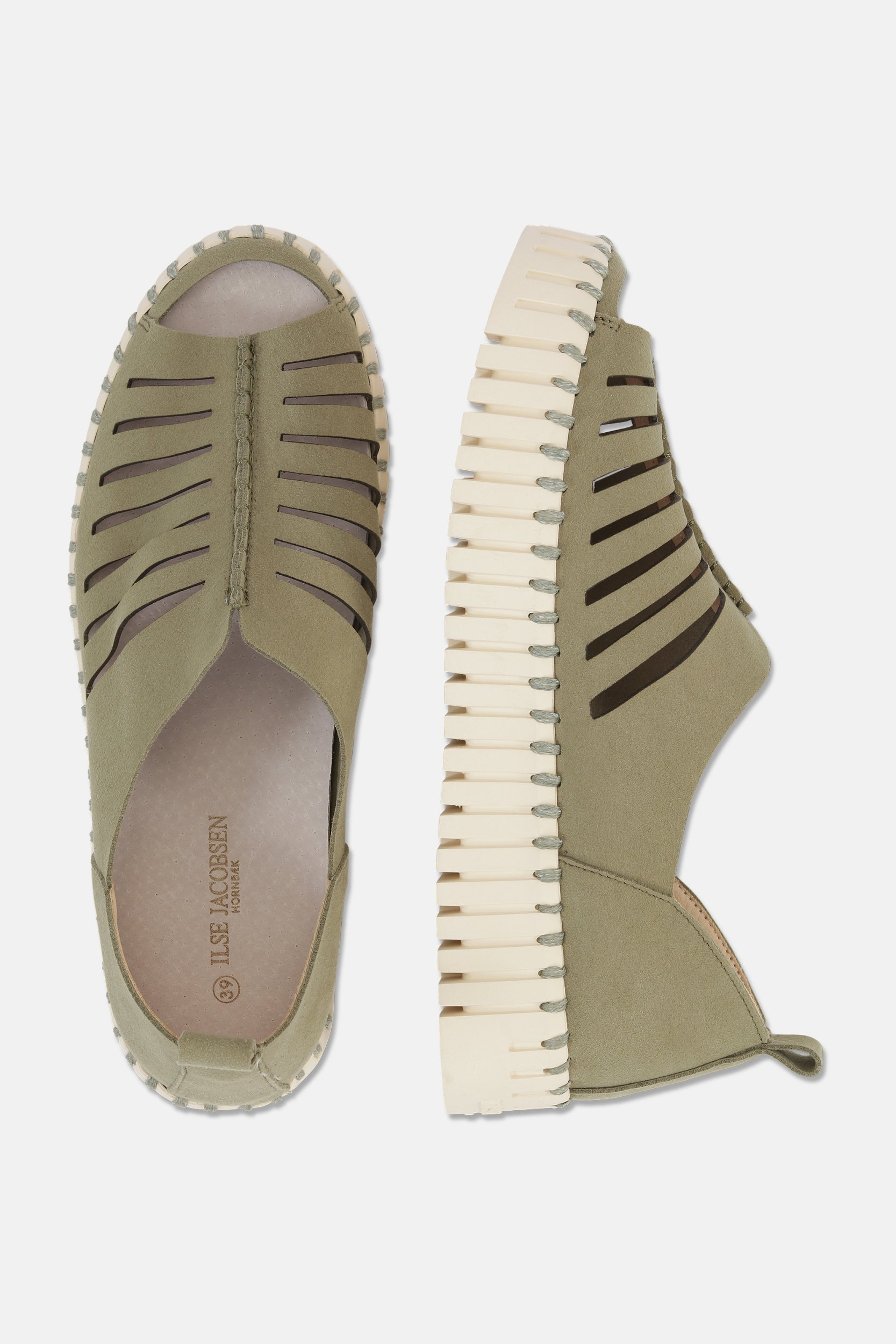 Instapsandalen TULIP9376 beige zool - 410 Army | Army | Shoes | Ilse Jacobsen